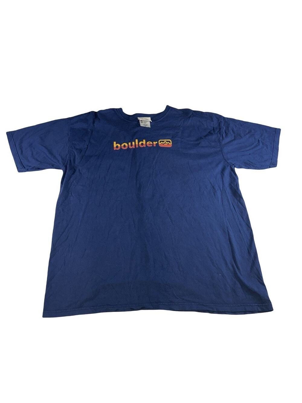 Boulder Men’s XXL Blue Graphic T-Shirt Mountain Logo Outdoor Casual